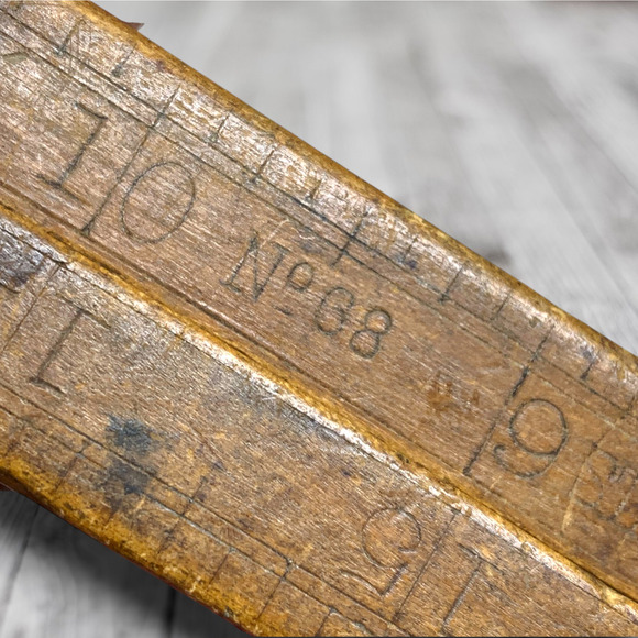 Vintage Antique Stanley No. 68 Folding Ruler Boxwood & Brass 24" Rule Ruler - Picture 5 of 6